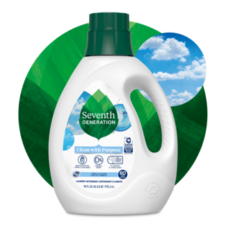 Laundry Liquid - Free and Clear Front of Bottle on leaf background 2023