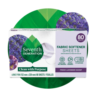Fabric Softener Sheets - Lavender - Front of Box on leaf background