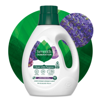 Laundry Detergent - Lavender Front of Bottle on leaf background 2023