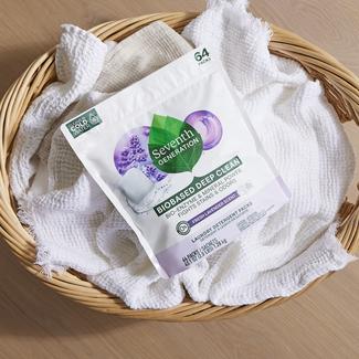 Lavender Laundry Packs in basket with towels