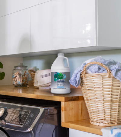 Chlorine Free Bleach on laundry room counter