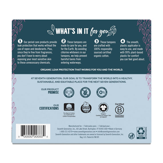 Organic Cotton Tampons With Comfort Applicator Super