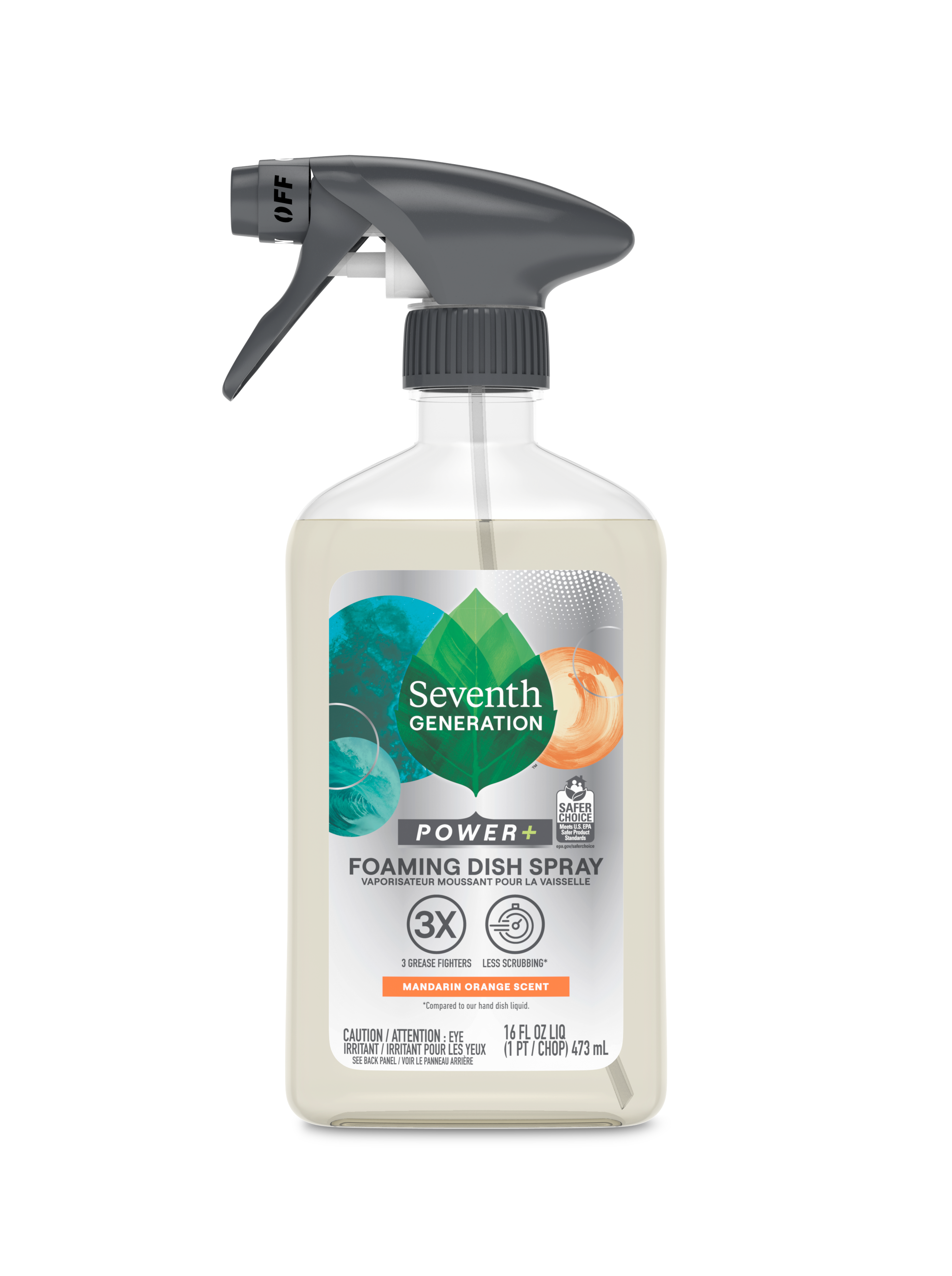 Foaming Dish Spray, Mandarin Orange Scent, 16 oz Bottle