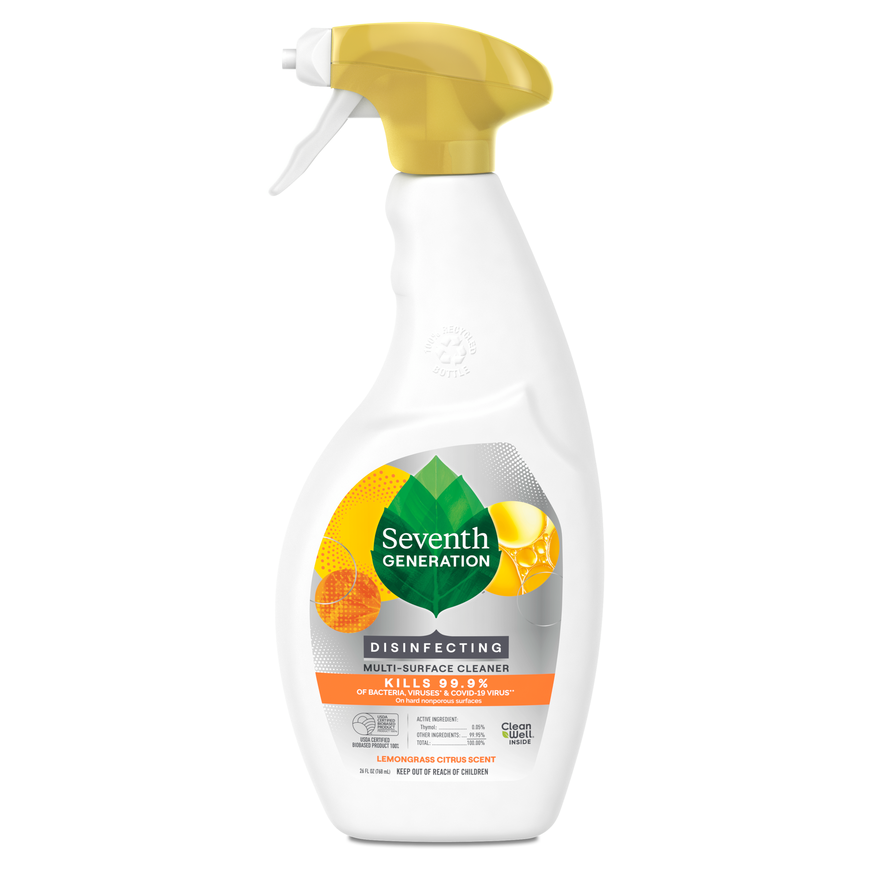 Does Seventh Generation Disinfectant Spray Kill Norovirus Disinfecting Multi-Surface Cleaner - Lemongrass Citrus | Seventh Generation