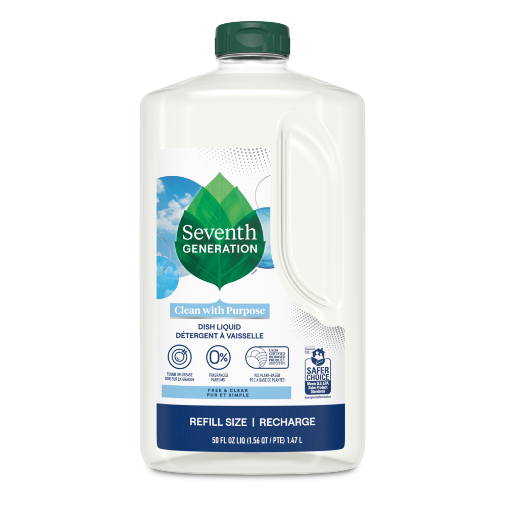 Bottle of Seventh Generation Free and Clear Dish Liquid Refill