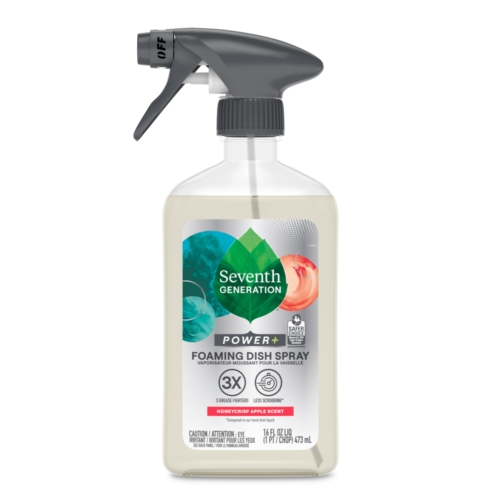 Spray Bottle of Seventh Generation Honeycrisp Apple Scented Foaming Dish Spray