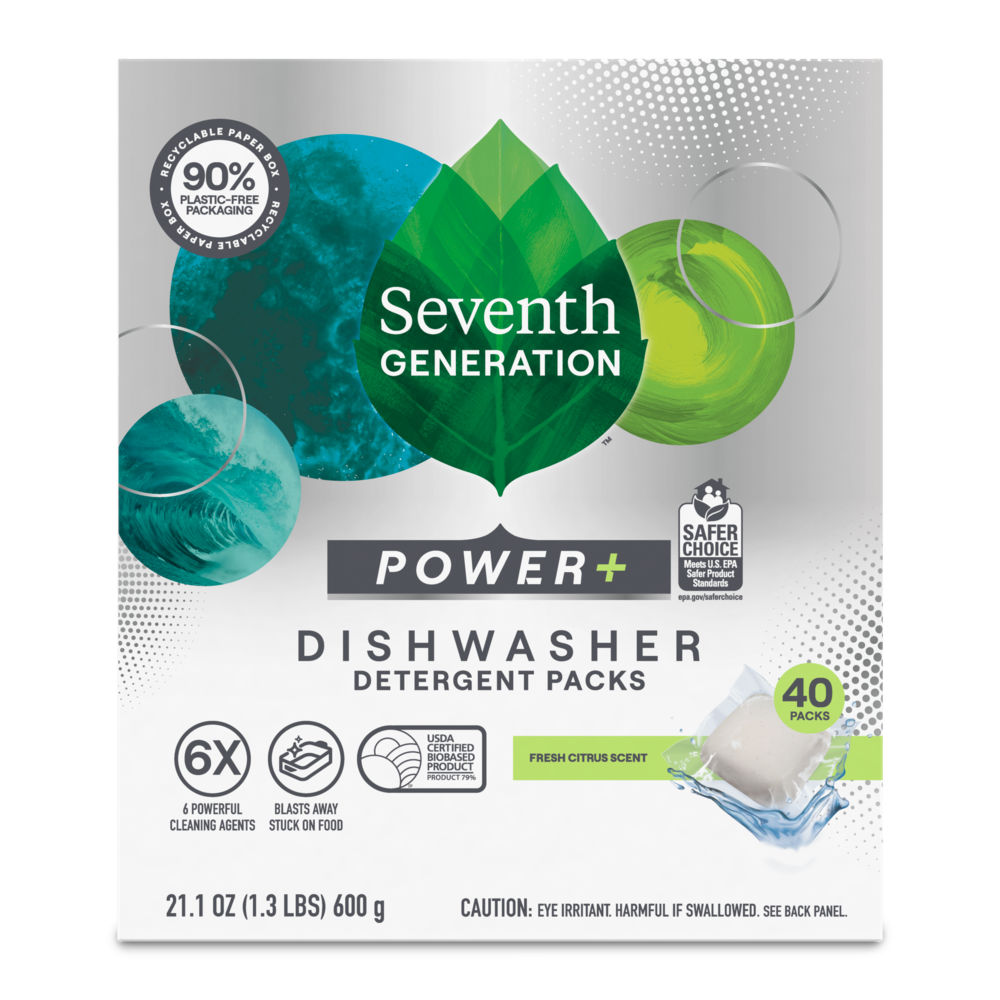 Package of Seventh Generation Auto Dish Packs - Power Plus Fresh Citrus