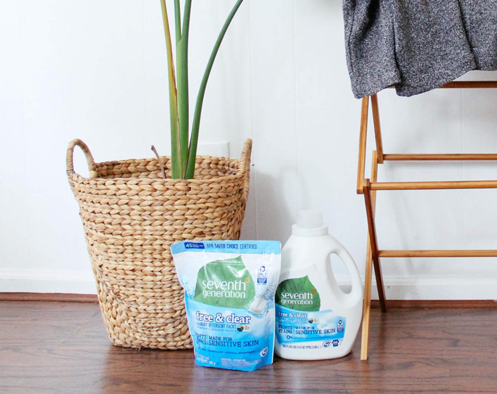 Seventh Generation Laundry detergent with clothes rack