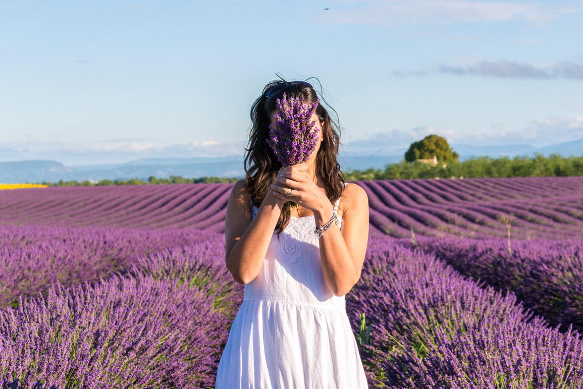 Woman in front of Lavender Fields