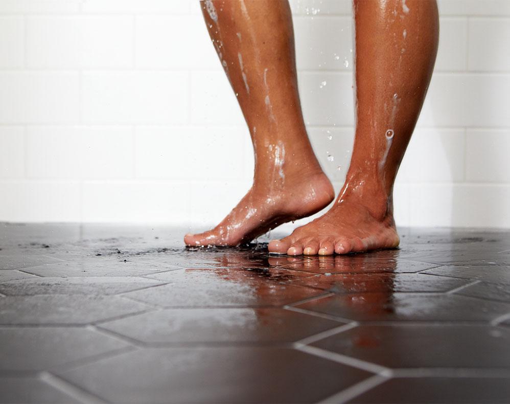 Person standing in shower