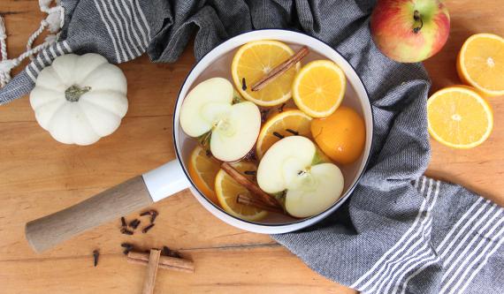 Simmering Pot of Lemon, Apples and Cinnamon