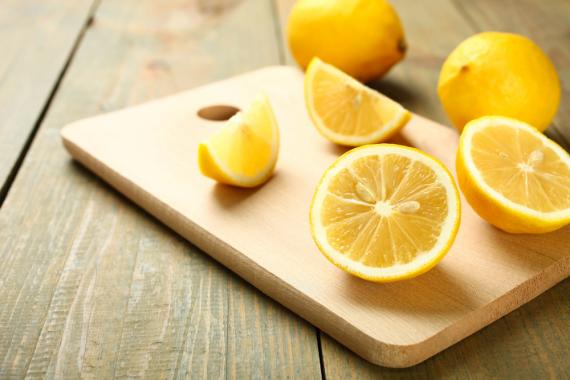 Lemons on cutting board