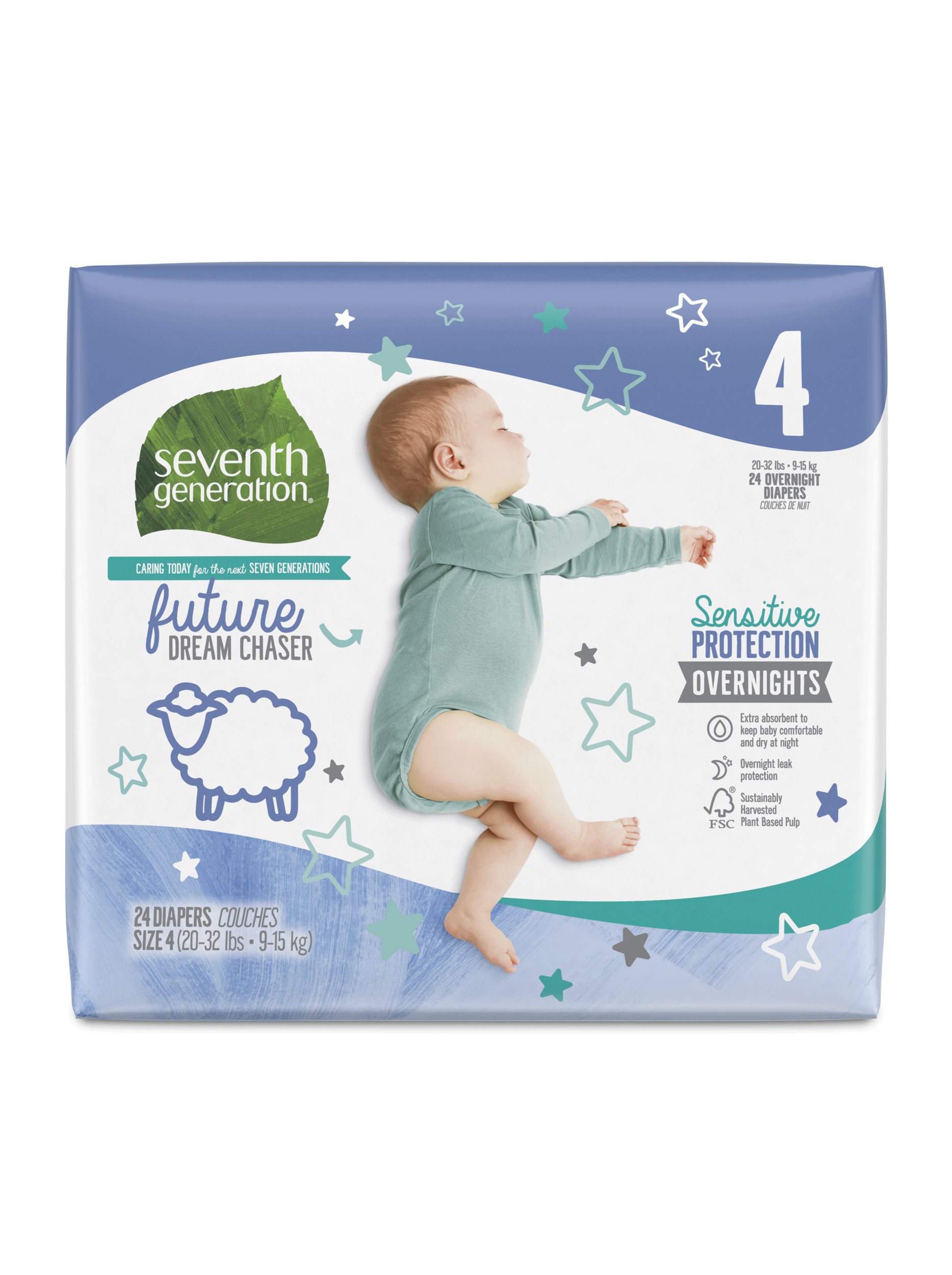 Overnight Baby Diapers - Size 4 (20-32 lbs)