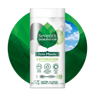 Zero Plastic Bathroom Cleaner Powder Front with Leaf