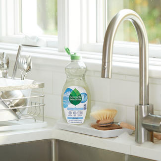 Free and Clear Hand Dish next to kitchen sink