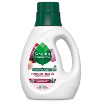 Concentrated Laundry Detergent Geranium Blossom Scent Front of Bottle