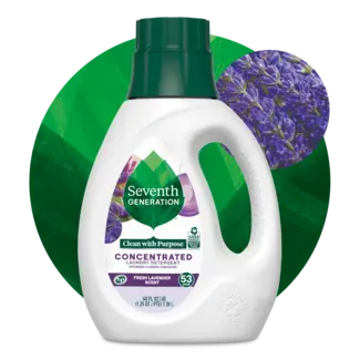 Fresh Lavender Concentrated Laundry Front of Bottle on leaf background