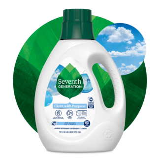 Laundry Liquid - Free and Clear Front of Bottle on leaf background 2023