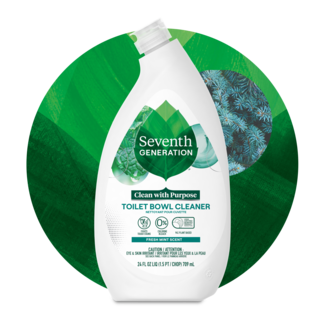 Toilet Bowl Cleaner - Mint Scent - Front of bottle on leaf background