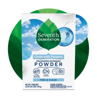 Dishwasher Detergent Powder front of box on leaf background