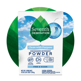 Dishwasher Detergent Powder front of box on leaf background