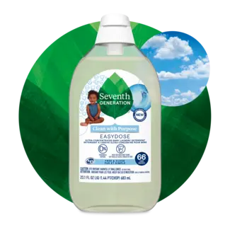 EasyDose Laundry  Baby - Front of bottle on leaf background