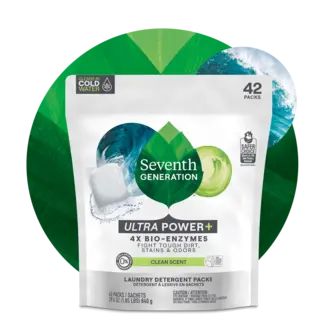Laundry Packs Power Plus Clean Scent Front of Pouch