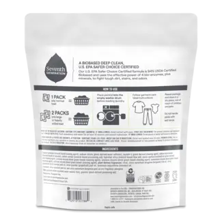 Seventh Generation Ultra Power Plus Laundry Packs - Back of Pack