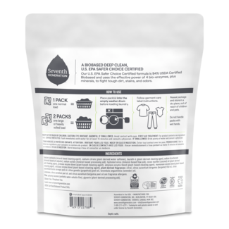 Seventh Generation Ultra Power Plus Laundry Packs - Back of Pack