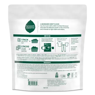 Seventh Generation Fresh Lavender Laundry Packs - Back of Pack