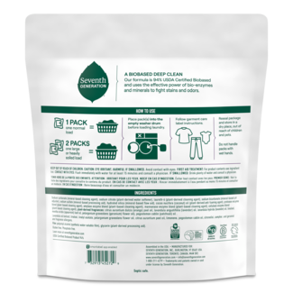 Seventh Generation Fresh Lavender Laundry Packs - Back of Pack