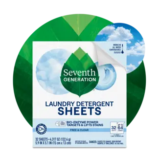 Free and Clear Laundry Sheets - Front of Pack on leaf background