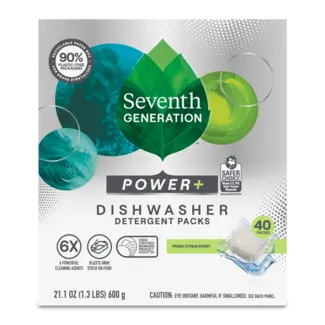 Seventh Generation Dishwasher Detergent Pack - 40 Count - Power Plus Fresh Citrus - Front of Pack