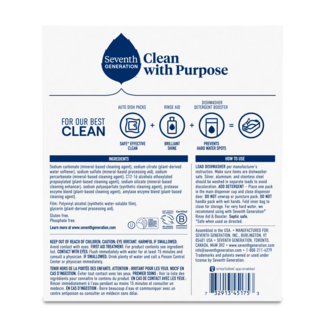 Seventh Generation Dishwasher Detergent Pack - 45 Count - Free and Clear - Back of Pack