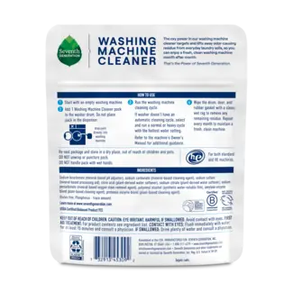 Seventh Generation Washing Machine Cleaner - Fragrance Free - Back of Pack
