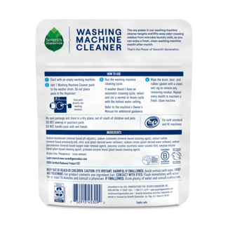 Seventh Generation Washing Machine Cleaner - Fragrance Free - Back of Pack