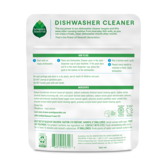 Seventh Generation Dishwasher Cleaner - Fragrance Free - Back of Pack