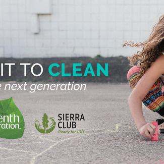 Young girl creating art on the sidewalk: Commit to Clean