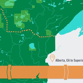 Graphic map with dotted line of new proposed Line 3 path