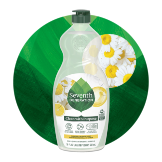 Seventh Generation Dish Soap Liquid, Chamomile & Lemon, 19 oz, Pack of 6