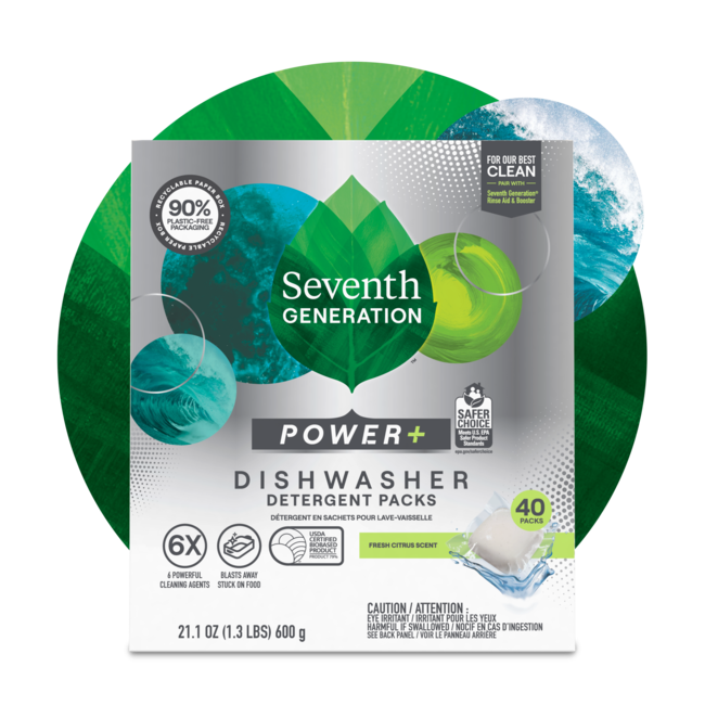 [Power+™ Dishwasher Detergent Packs Fresh Citrus] Seventh Generation