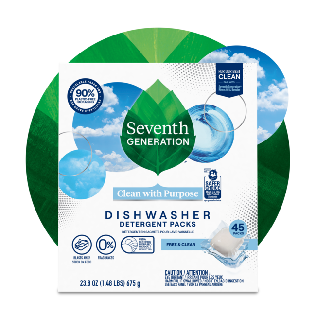 Dishwasher Detergent Packs Free & Clear Seventh Generation