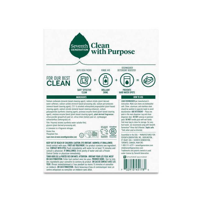 Dishwasher Detergent Packs Lemon Seventh Generation
