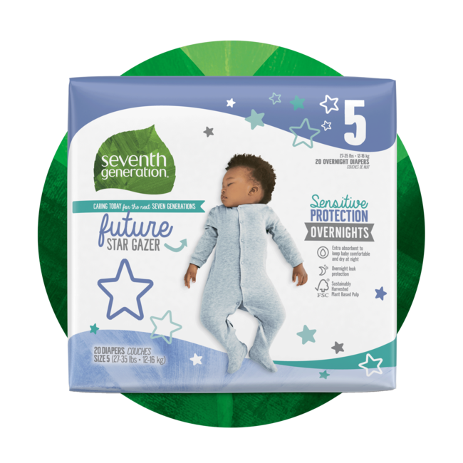 Overnight Baby Diapers Size 5 (2735 lbs) Seventh Generation