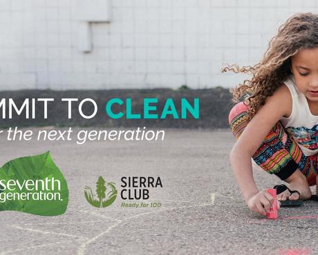 Young girl creating art on the sidewalk: Commit to Clean