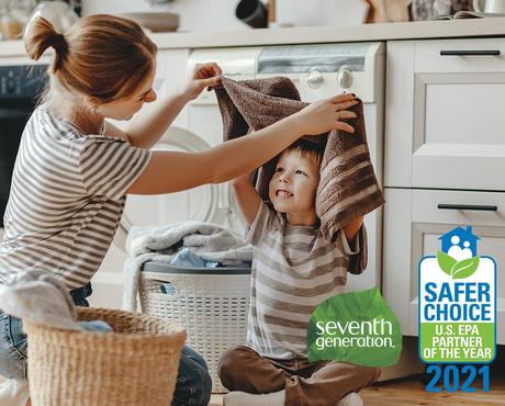 Safer Choice Partners of the Year 2021 - Adult and Child folding/playing in laundry