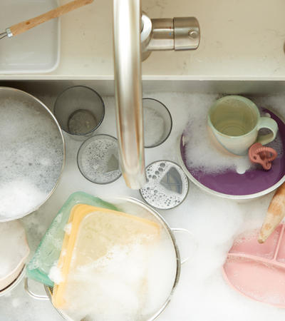 Kitchen Sink with dirty dishes