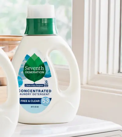 Concentrated Laundry Detergent Free and Clear in Laundry Room