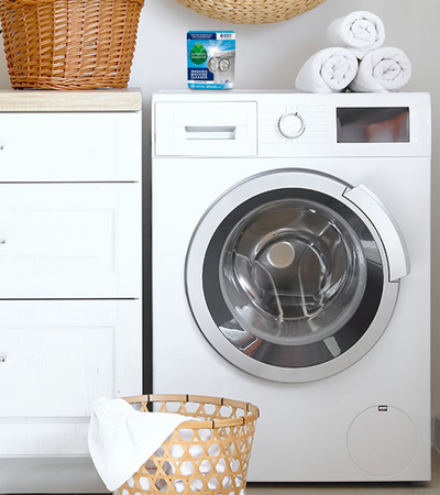 Seventh Generation Washing Machine Cleaner Pack on top of Washing Machine