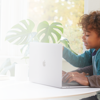 Father and child on computer